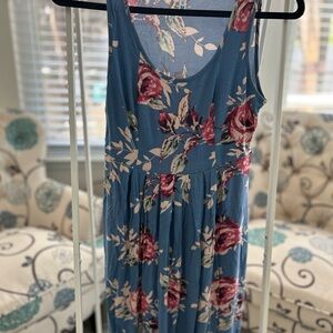 Floral Blue Sleeveless Dress